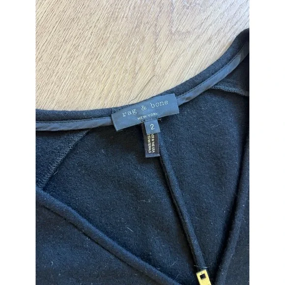 Rag Bone Black Wool Blend Zipper‎ Front Long Sleeve Dress Size 2 - Picture 10 of 11